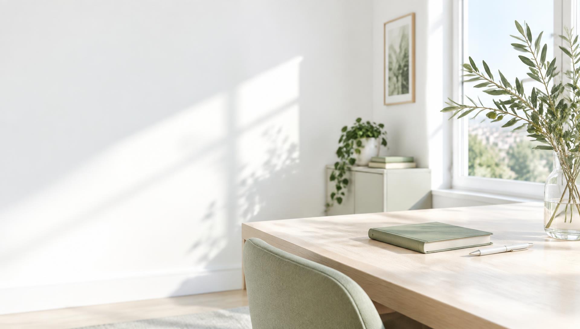 A bright, sunlit workspace